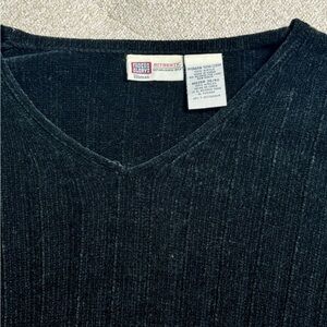 Vintage Faded Glory Black Ribbed Knit Sweater Women’s Large